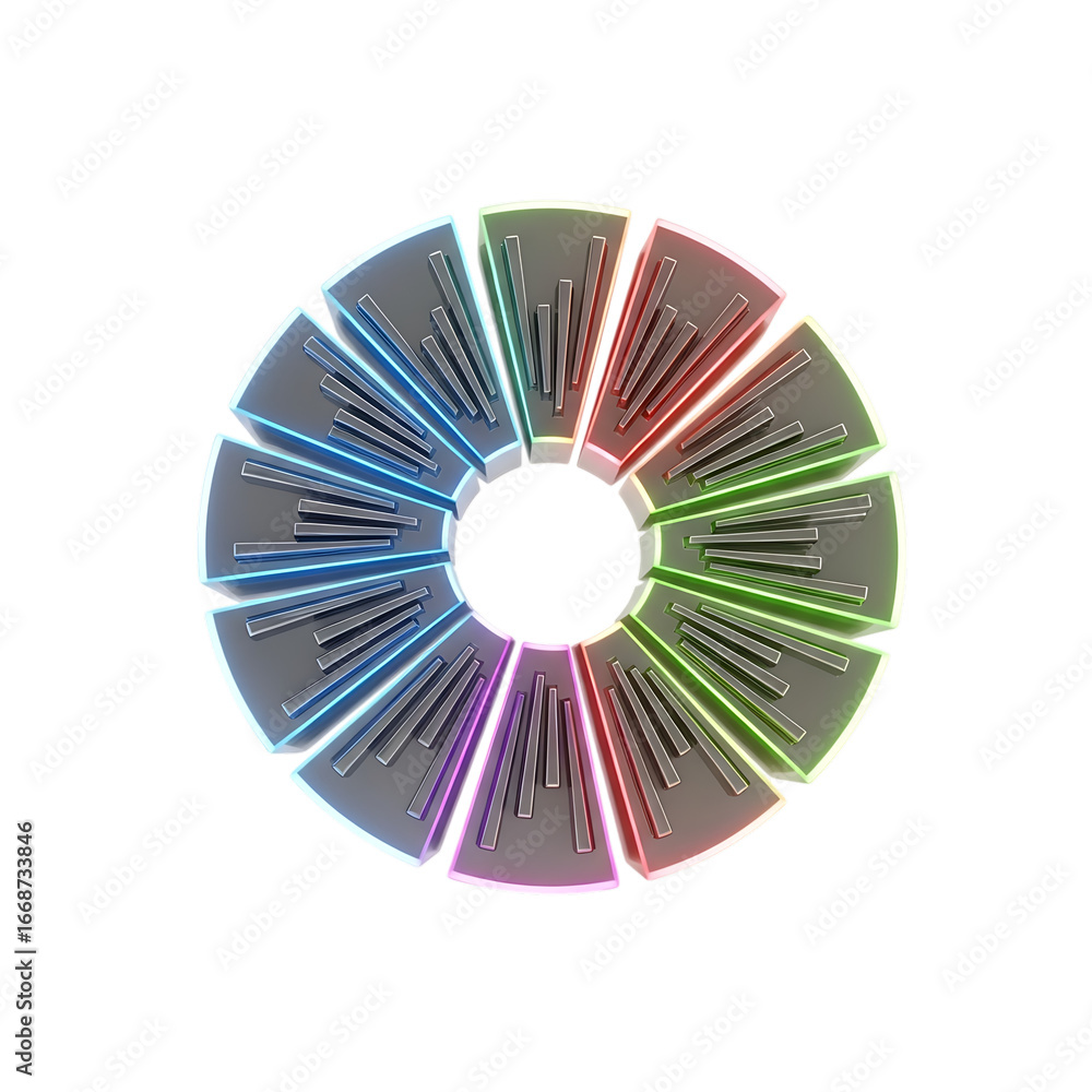 Aufkleber circular rainbow fan-shaped light spectrum radiating from a central dark opening abstract pattern on