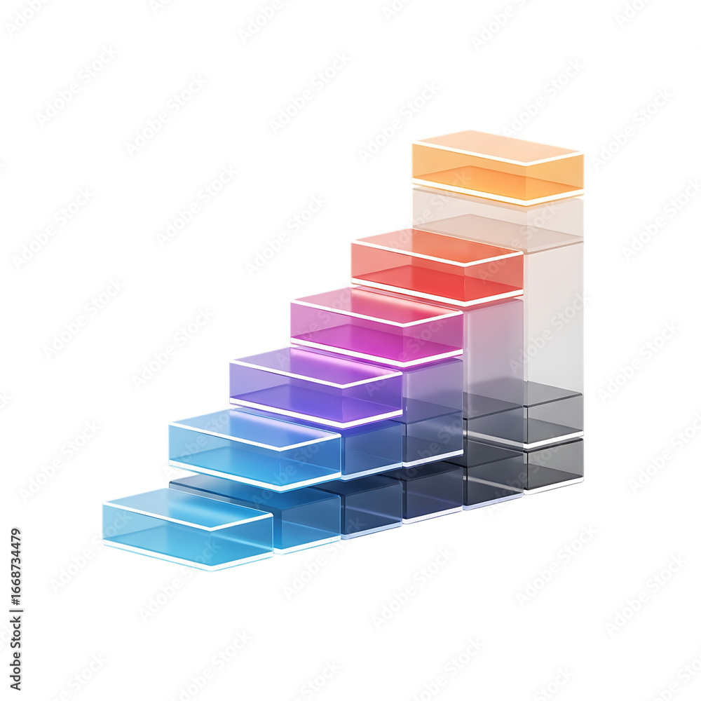 Poster ascending gradient steps representing progress growth and business success with a colorful transluce