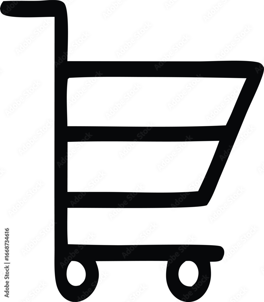 Poster simple hand drawn shopping cart icon for e-commerce and retail concepts clean digital graphic repres