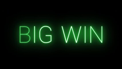 Flickering neon green big win sign animated on black background.


 - Powered by Adobe