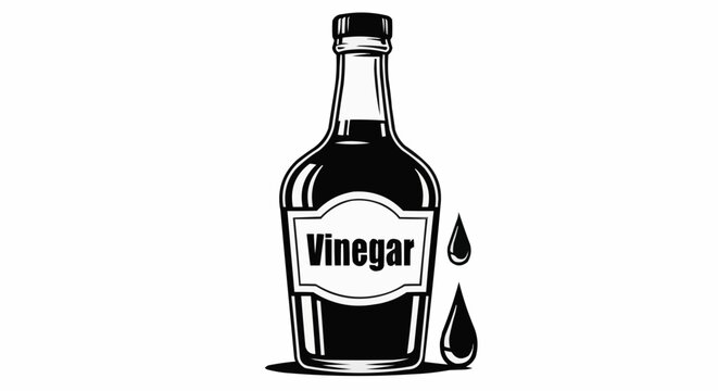 black vinegar bottle with drops clip art preview