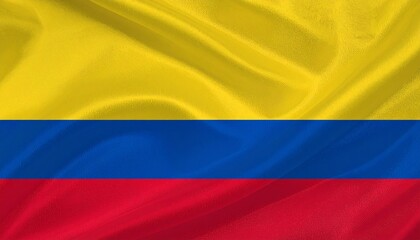 Fototapeta premium Colombia’s tricolor flag with dominant yellow, blue, and red bands, symbolizing wealth, sea, and sacrifice for independence.
