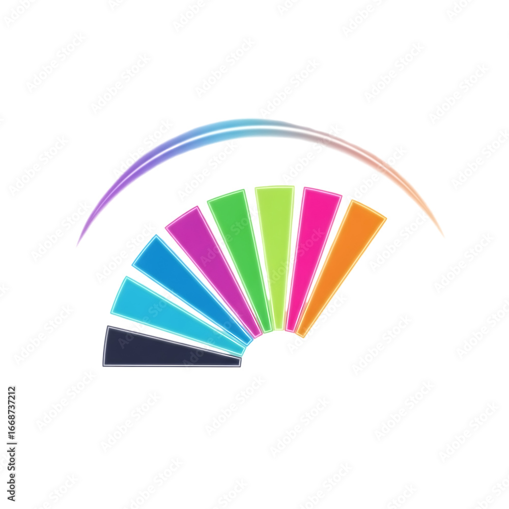 Poster vibrant abstract fan of colors with subtle light arc symbolizing diversity progress and creative spe