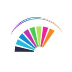 Obraz premium Vibrant abstract fan of colors with subtle light arc symbolizing diversity progress and creative spectrum isolated on transparent background