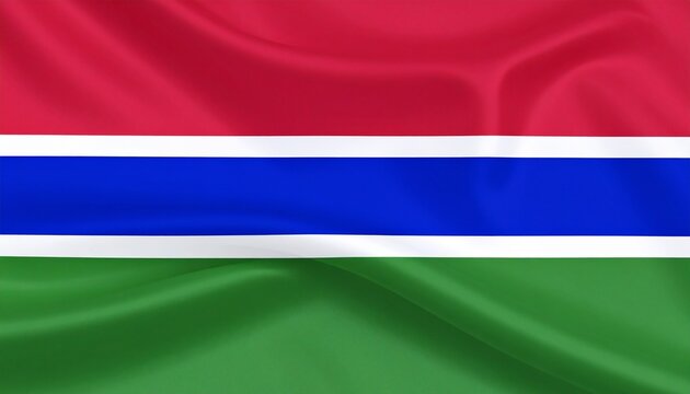 The Gambia’s flag bursts with meaning: red for the sun, blue for the life-giving river, green for lush lands, and white for peace and unity. - Powered by Adobe