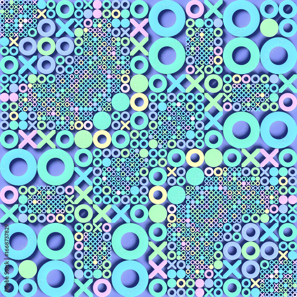 Aufkleber abstract colored pattern consisting of a series of x's and o's arranged in a rhythmic sequence. laco