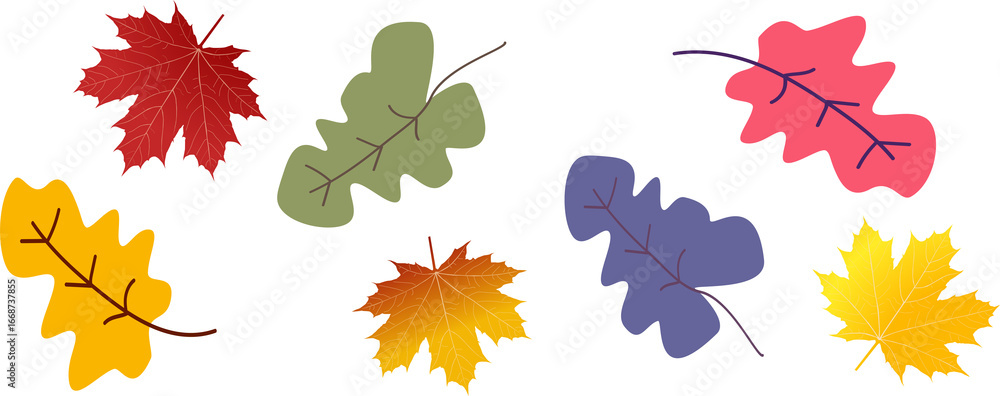Canvas Prints set of autumn leaves in the wind on transparency background illustration png