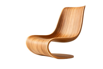 Curved wooden chair design isolated on white background