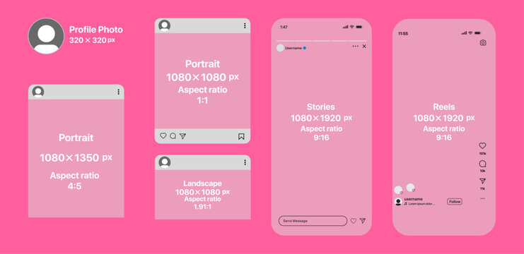 Instagram Business Social Media Marketing Layouts. Safe Zone and Size Guide for post content