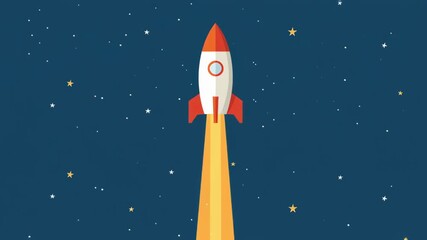 Rocket launch ai technology boom night sky star cloud illustration adventure exploration, innovation progress symbolized by rocket launches into