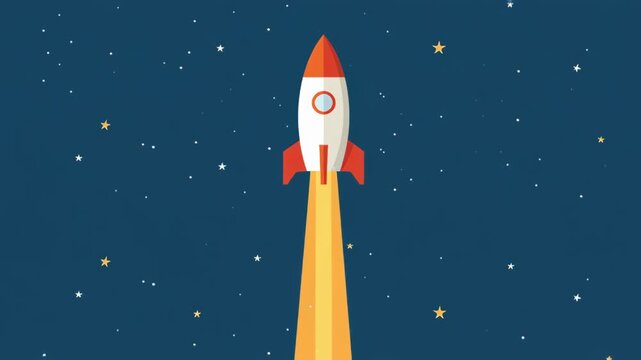 Rocket launch ai technology boom night sky star cloud illustration adventure exploration, innovation progress symbolized by rocket launches into