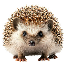 Fototapeta premium Close-up of a hedgehog isolated on a white transparent Background