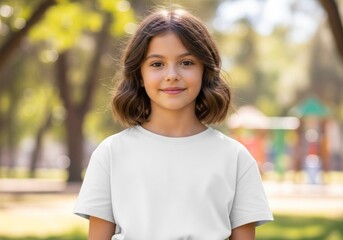 Smiling Girl in a Park, Soft Sunlight Portrait.