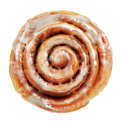 Fototapeta premium A top-down view of a glazed cinnamon roll with a spiral pattern