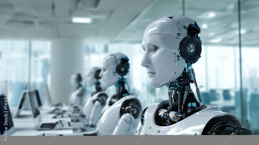 Poster robots working in a modern office environment