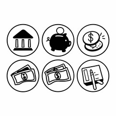 Finance and banking icons for saving and investment