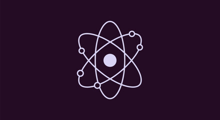 Simplified illustration of an atom with orbiting electrons and nucleus.