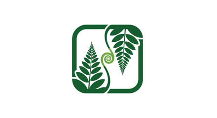 Stylized Fern Leaves in Square Frame: Natural Design Element.