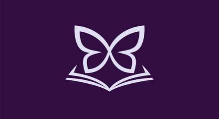 Elegant butterfly book logo for education and learning.