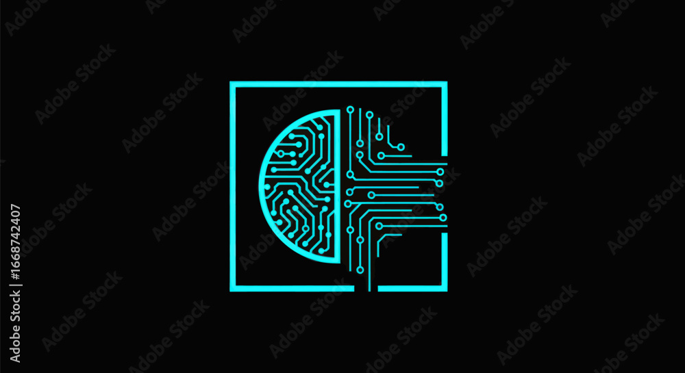 Poster abstract digital circuit board design representing technology and innovation.