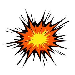 Comic Book Style Explosion Graphic, Orange and Yellow Burst