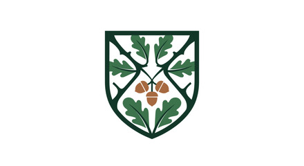 Oak Leaves and Acorns Shield Emblem.