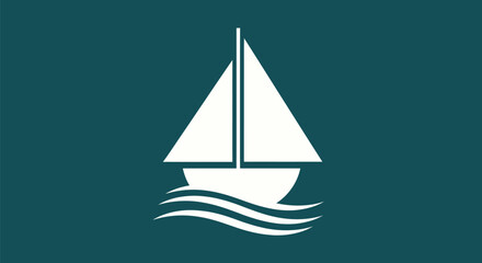 A simple white sailboat with sails up on blue water.