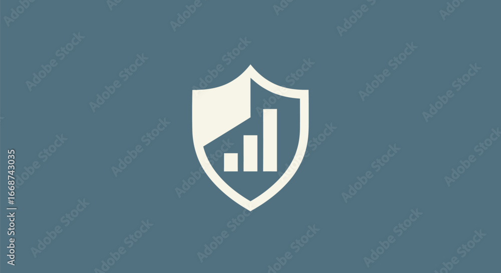 Poster network security shield icon representing signal strength and protection.