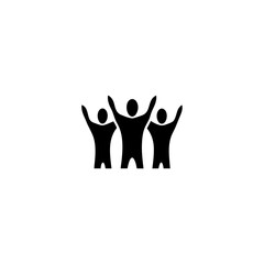 Fototapeta premium Silhouette of Teamwork Group Raising Hands – Minimal Outline Collaboration and Team Spirit Vector, Unity, Cooperation and Success Illustration