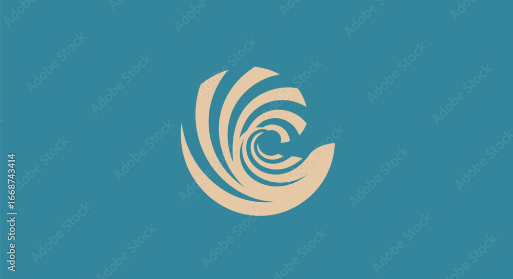 Poster elegant swirling abstract circular logo design element.