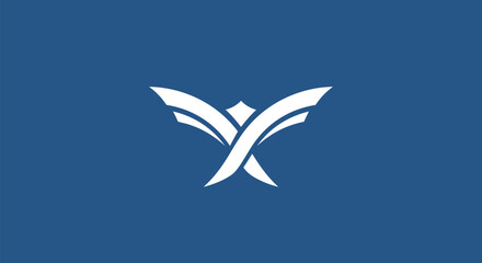 Abstract graphic design stylized wings intersecting lines.