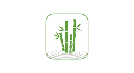 Stylized Green Bamboo Plant in Water Symbol.