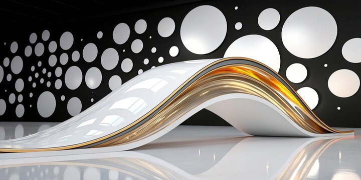 3d render, abstract  background with gold and black balls.Abstract background with colorful glass balls. 3D rendering. Futuristic technology style.