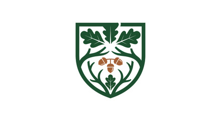 Green Oak Leaf and Acorn Shield Emblem. © Alienmarsh