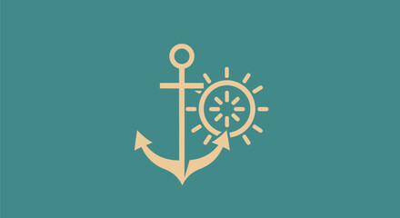 Nautical Anchor and Ship Wheel Symbolizing Maritime Travel and Adventure.