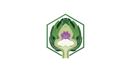 Artichoke Section Illustration in Geometric Frame.