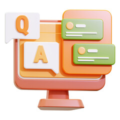 Q&A Icon – 3D Question and Answer Interaction Symbol