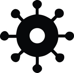 Abstract circular symbol with outward extending spokes and spherical ends a unique geometric design element for various applications