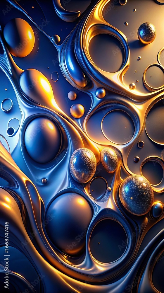 Aufkleber 3d render, abstract background with gold and black balls.abstract background with colorful glass bal