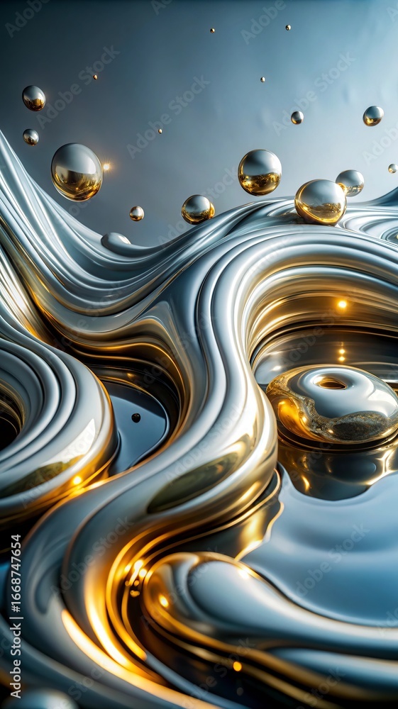 Aufkleber 3d render, abstract background with gold and black balls.abstract background with colorful glass bal