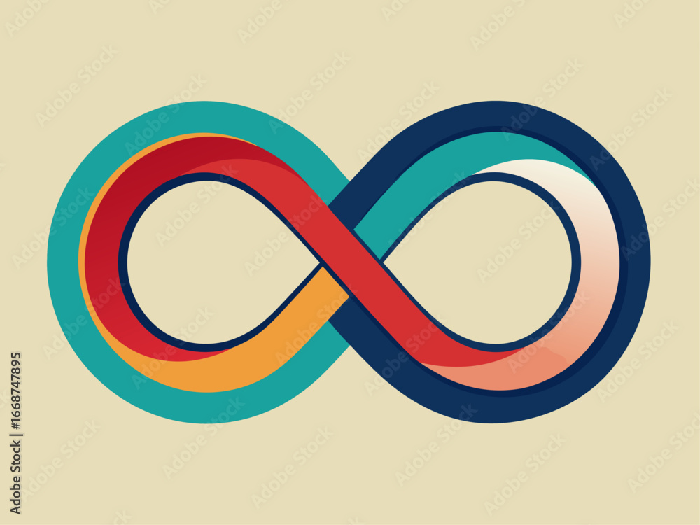 Poster abstract venn diagram with infinity symbol and two overlapping circles