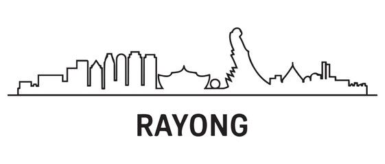 Obraz premium Rayong Thailand Line Art Skyline Silhouette Minimalist Cityscape. with white background
