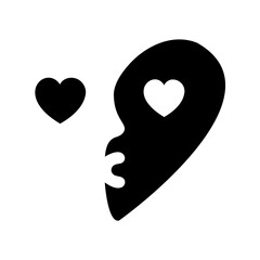 Symbolic image of love with two hearts, one broken, in black and white
