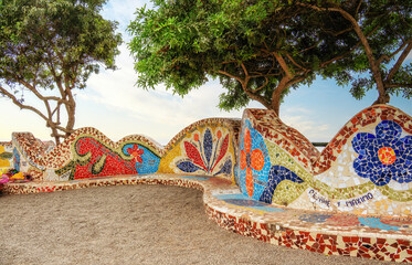  Beautiful mosaic walls and art in el parque del Amor, Love Park. Lima Peru