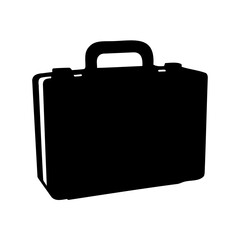 Isolated black business briefcase silhouette on white background for professional use