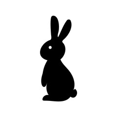Silhouette of a bunny rabbit, minimal and simple black and white artwork