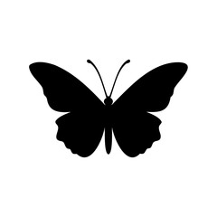 Simple Black Butterfly Silhouette Graphic Design, Insect Icon Illustration Artwork Vector