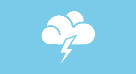White Cloud with Lightning Bolt Symbolizing Thunderstorm Weather.