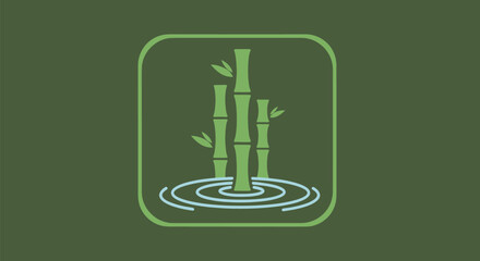 Bamboo Stalks in Water Illustration.