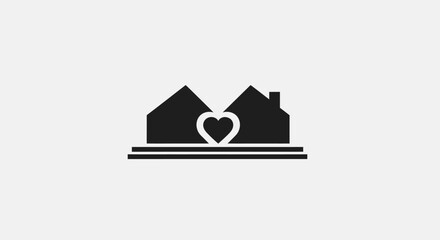 Houses Connected by Heart: A Symbol of Home and Love.